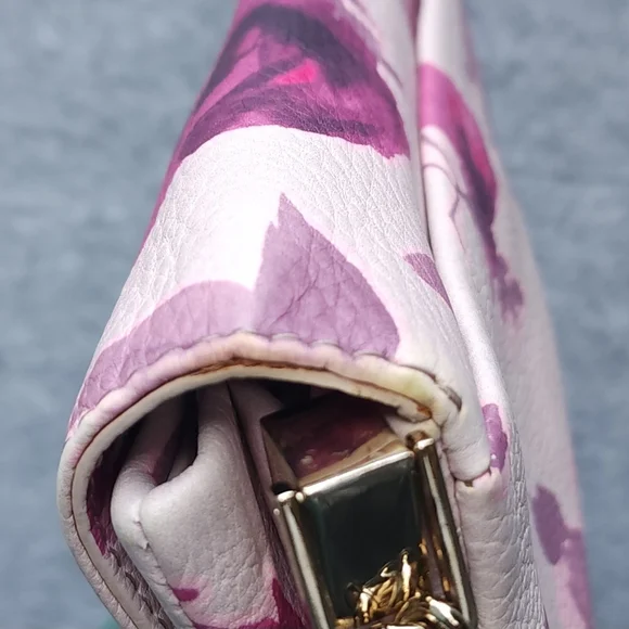 Kate Spade Emerson Place Roses Lenia Leather Shoulder Bag In Plum Dawn - Picture 13 of 13